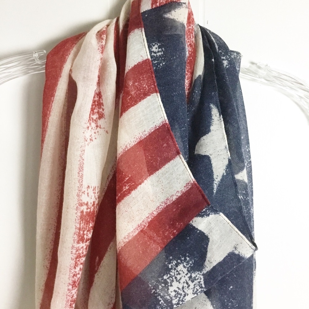 America Eagle Flag Scarf Stars Long - Picture 3 of 3